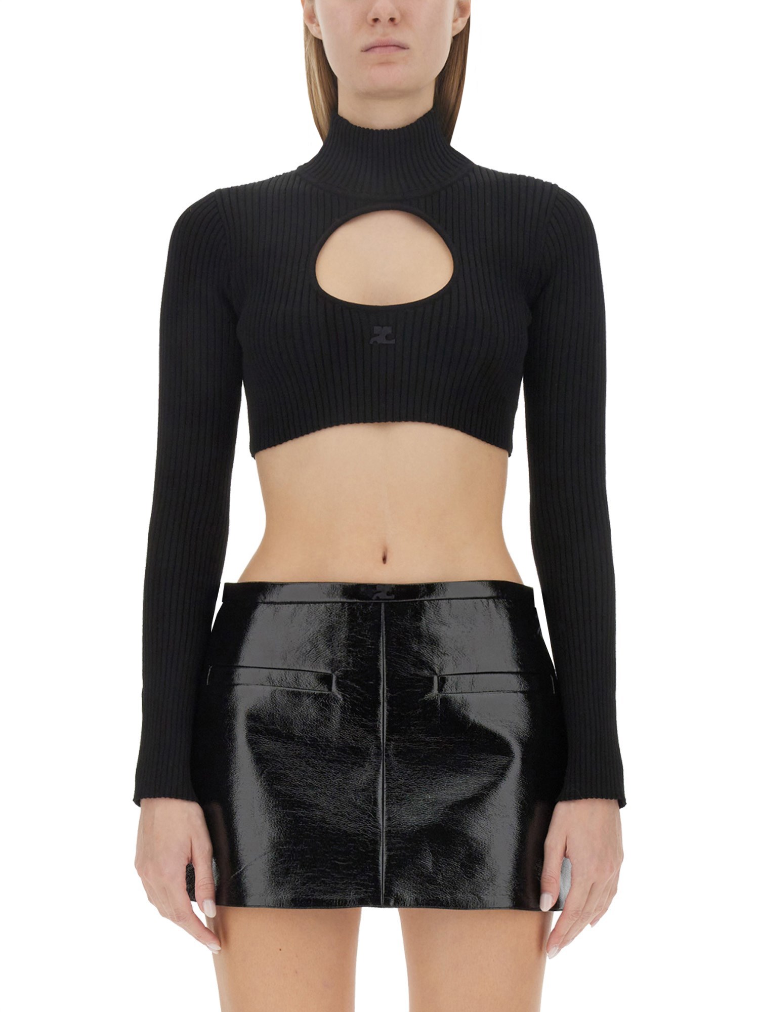 Courrèges Cropped Shirt In Black