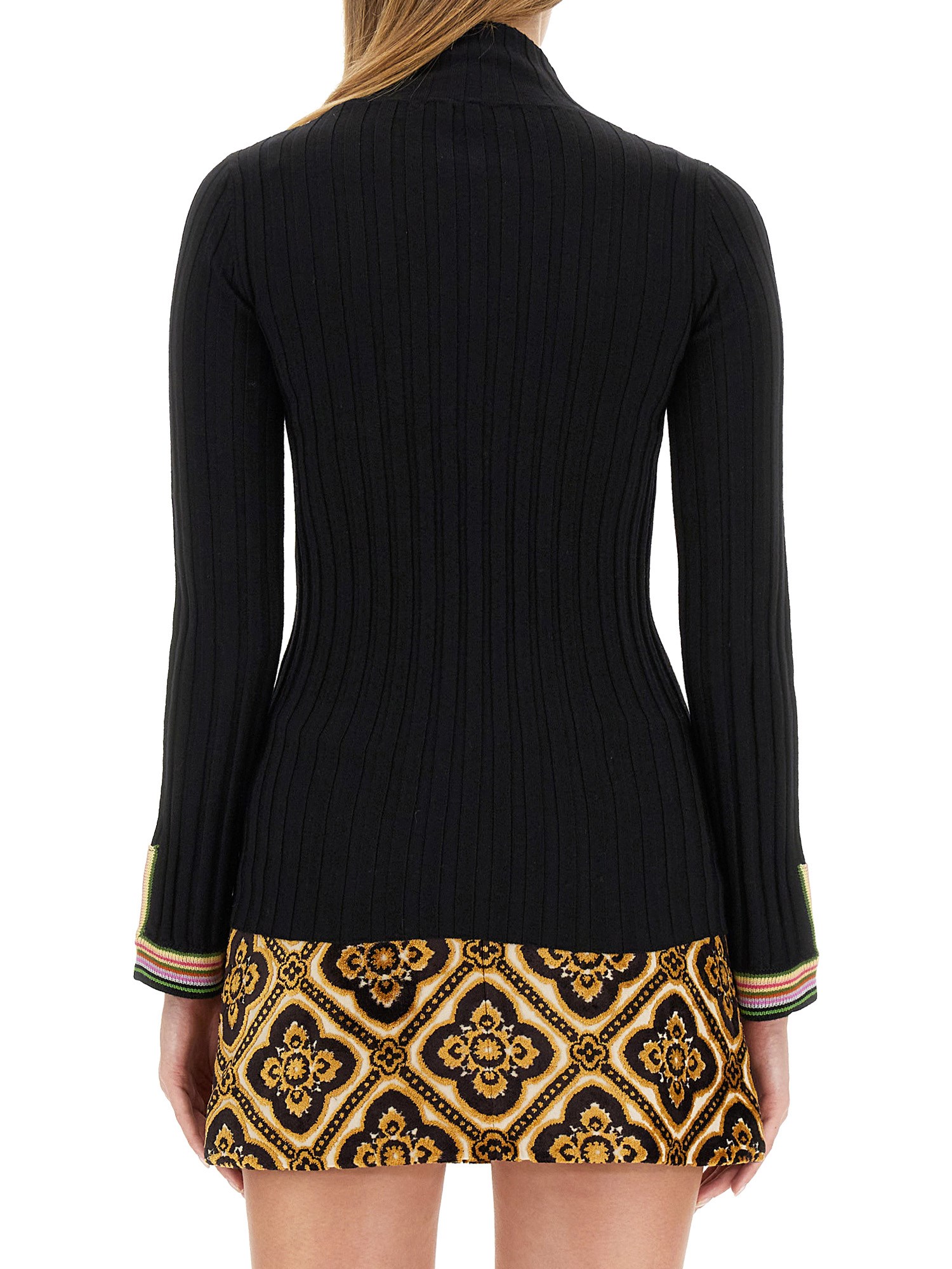 Etro Roll-neck Jacquard Sweater In Black