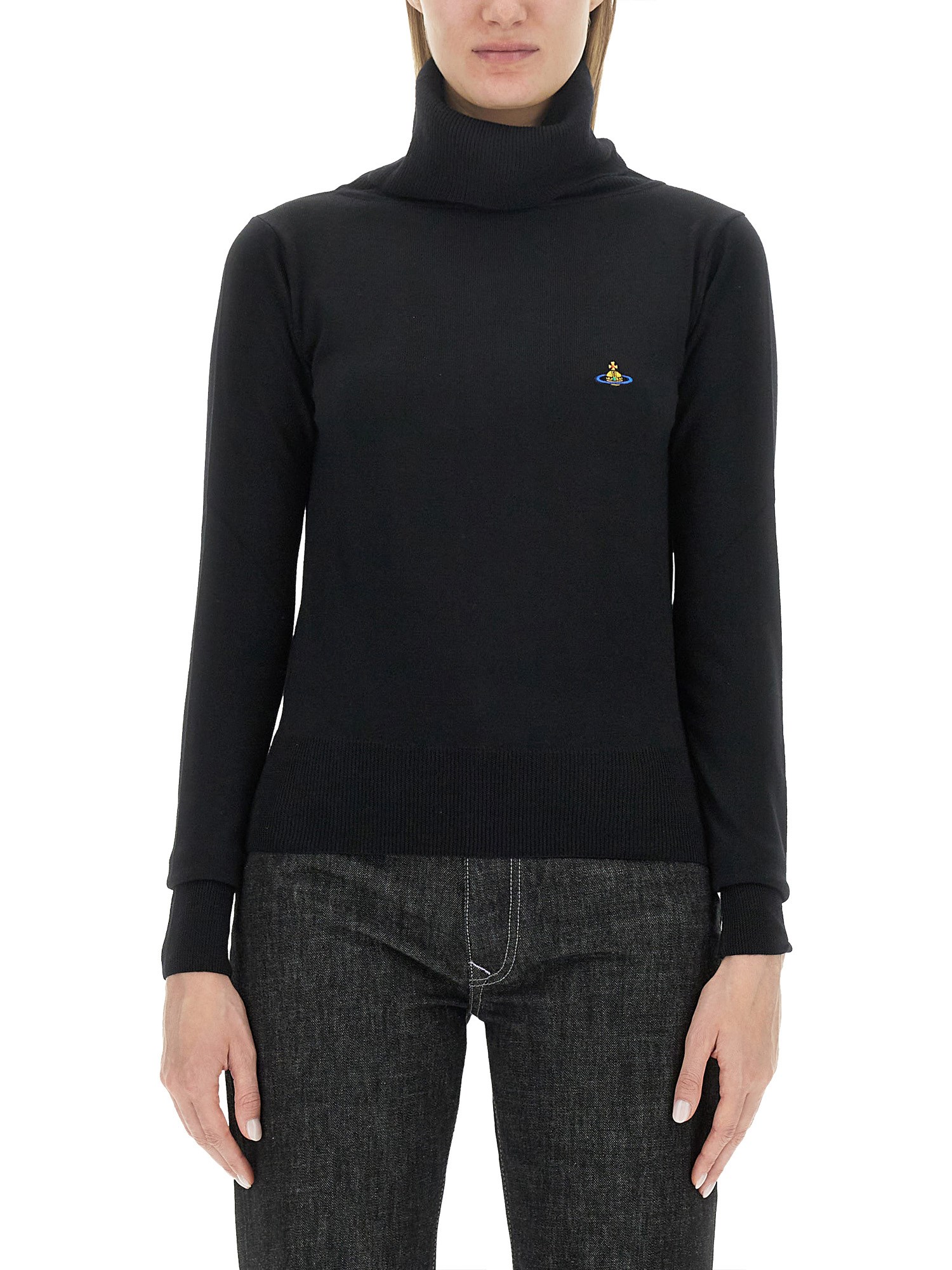Vivienne Westwood Giulia Virgin Wool Turtleneck Sweater In Black