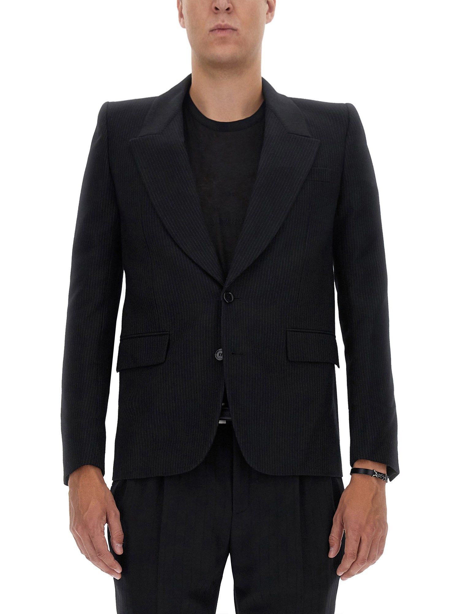 Saint Laurent Wool Jacket In Black