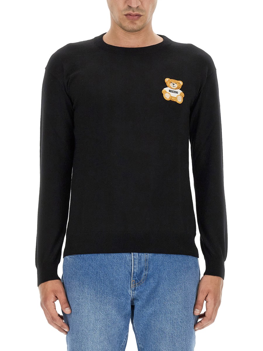 MOSCHINO WOOL SWEATER WITH TEDDY BEAR EMBROIDERY Eleonora Bonucci