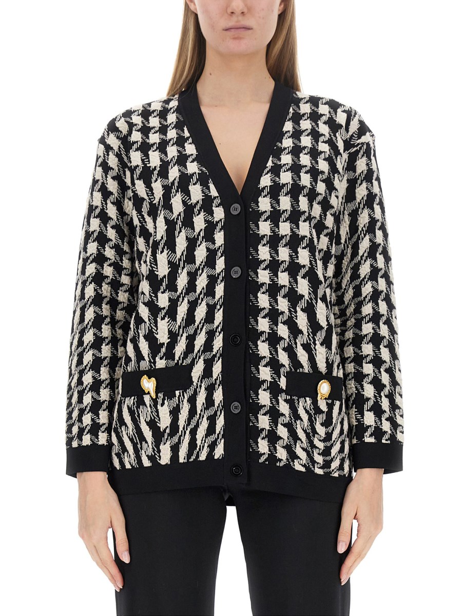 MOSCHINO CARDIGAN IN PIED DE POULE