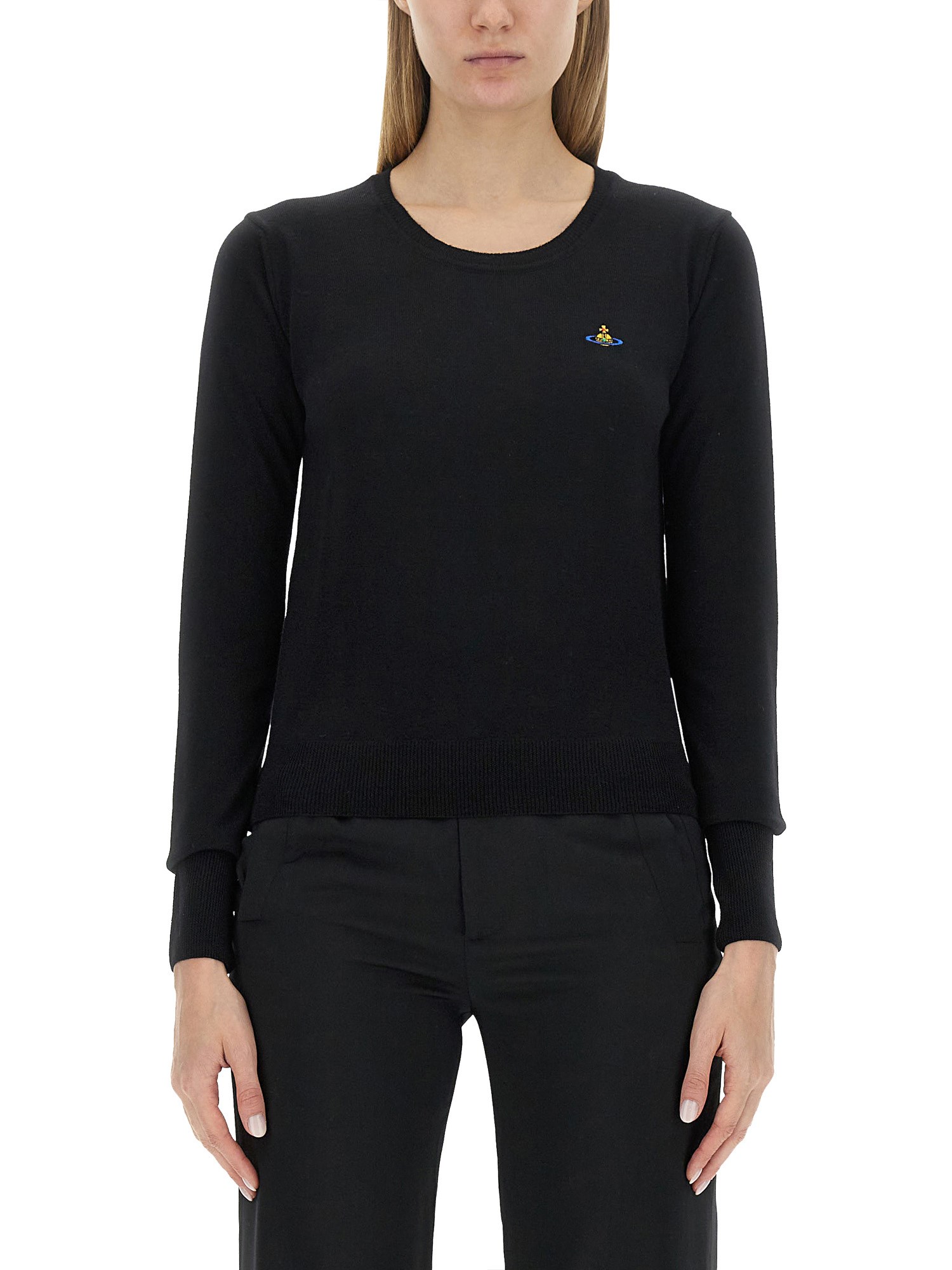 Vivienne Westwood Embroidered Logo Pullover In Black