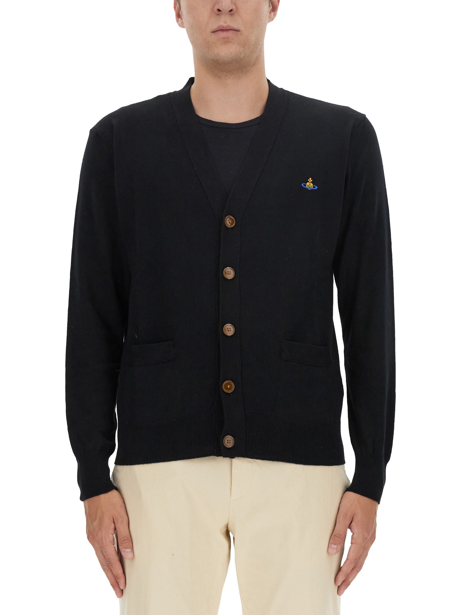 Shop Vivienne Westwood Cardigan With Logo In Black