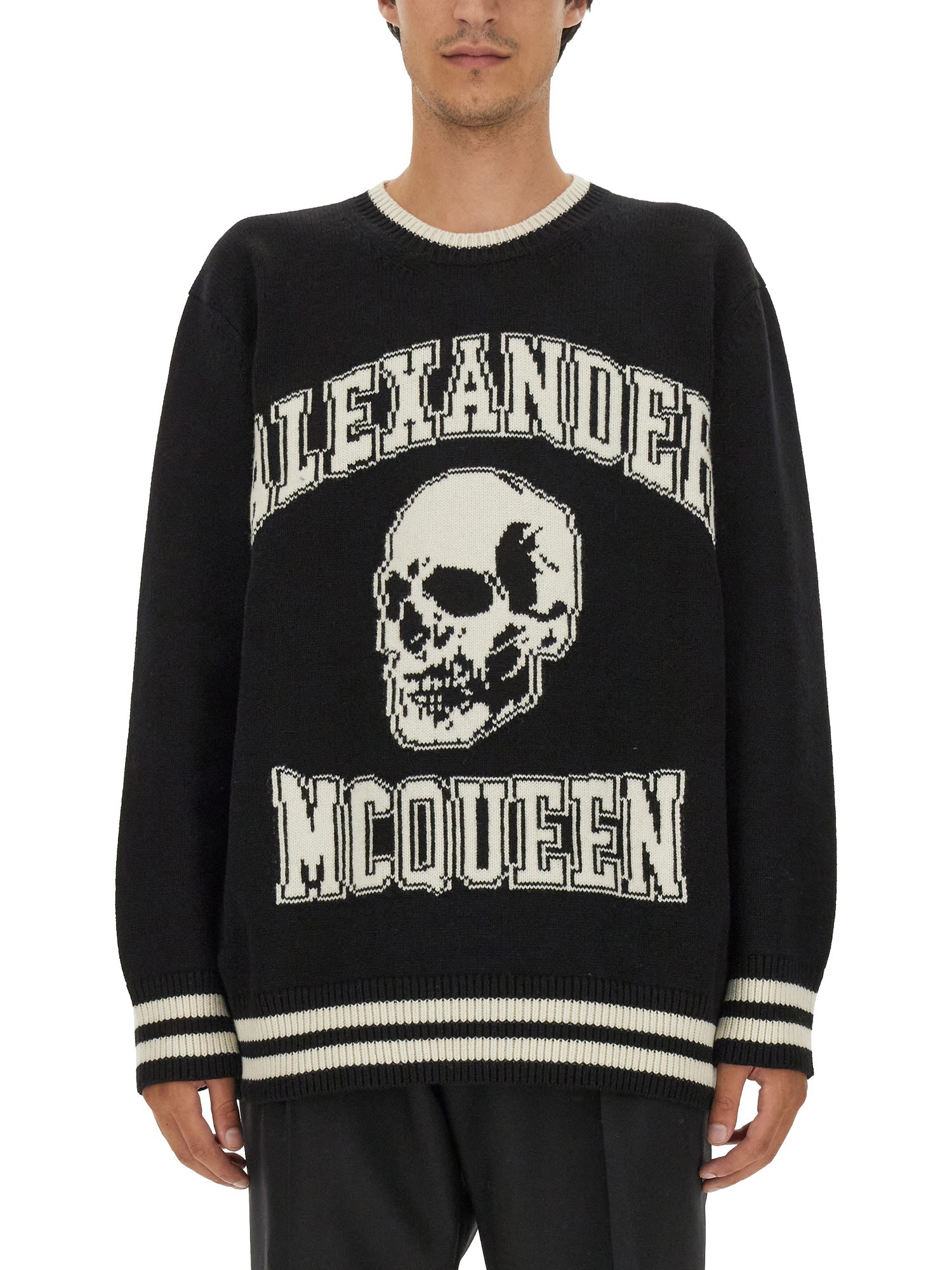 Shop Alexander Mcqueen Varsity Sweater In Black