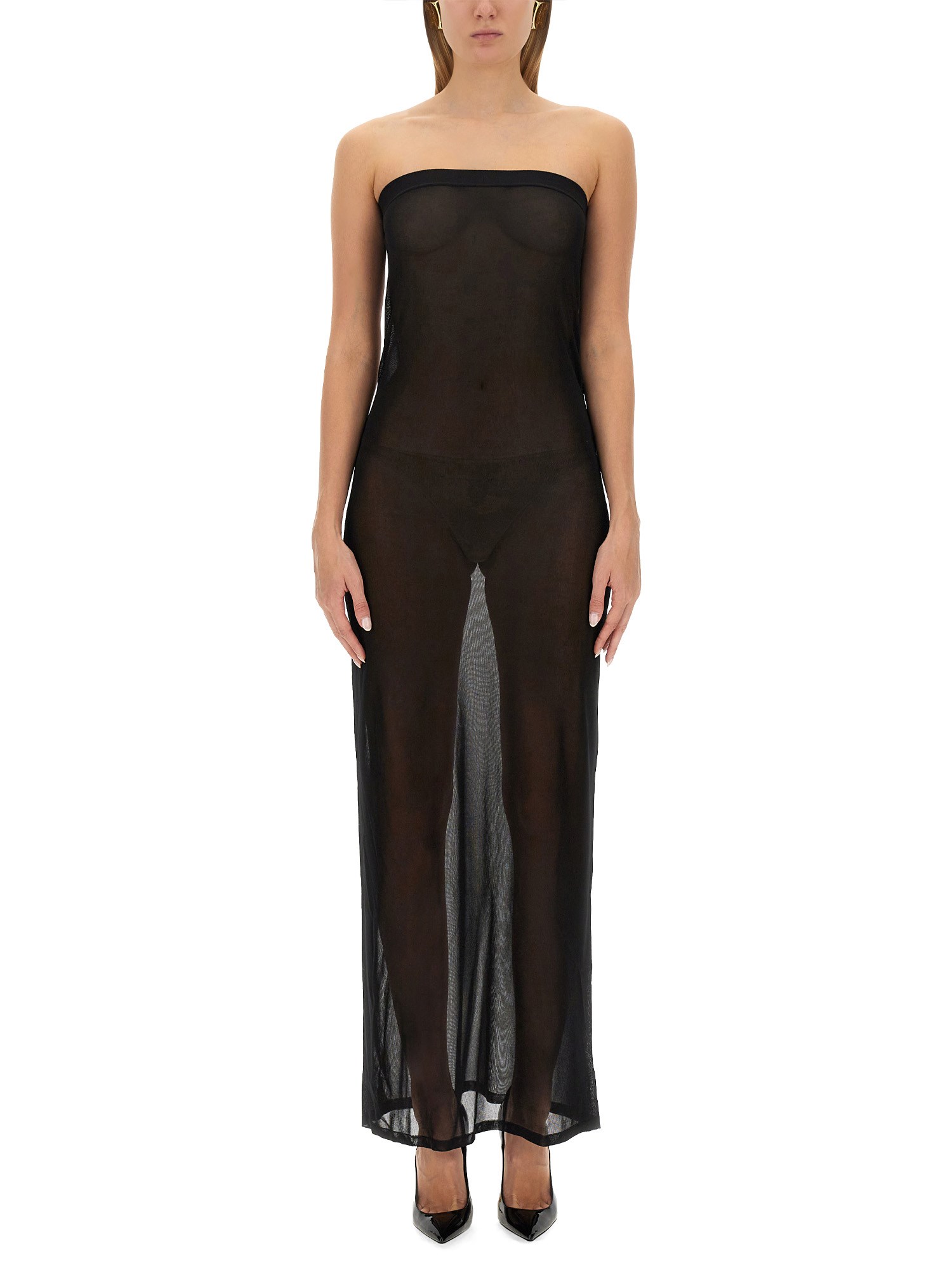 Saint Laurent Strapless Dress In Black
