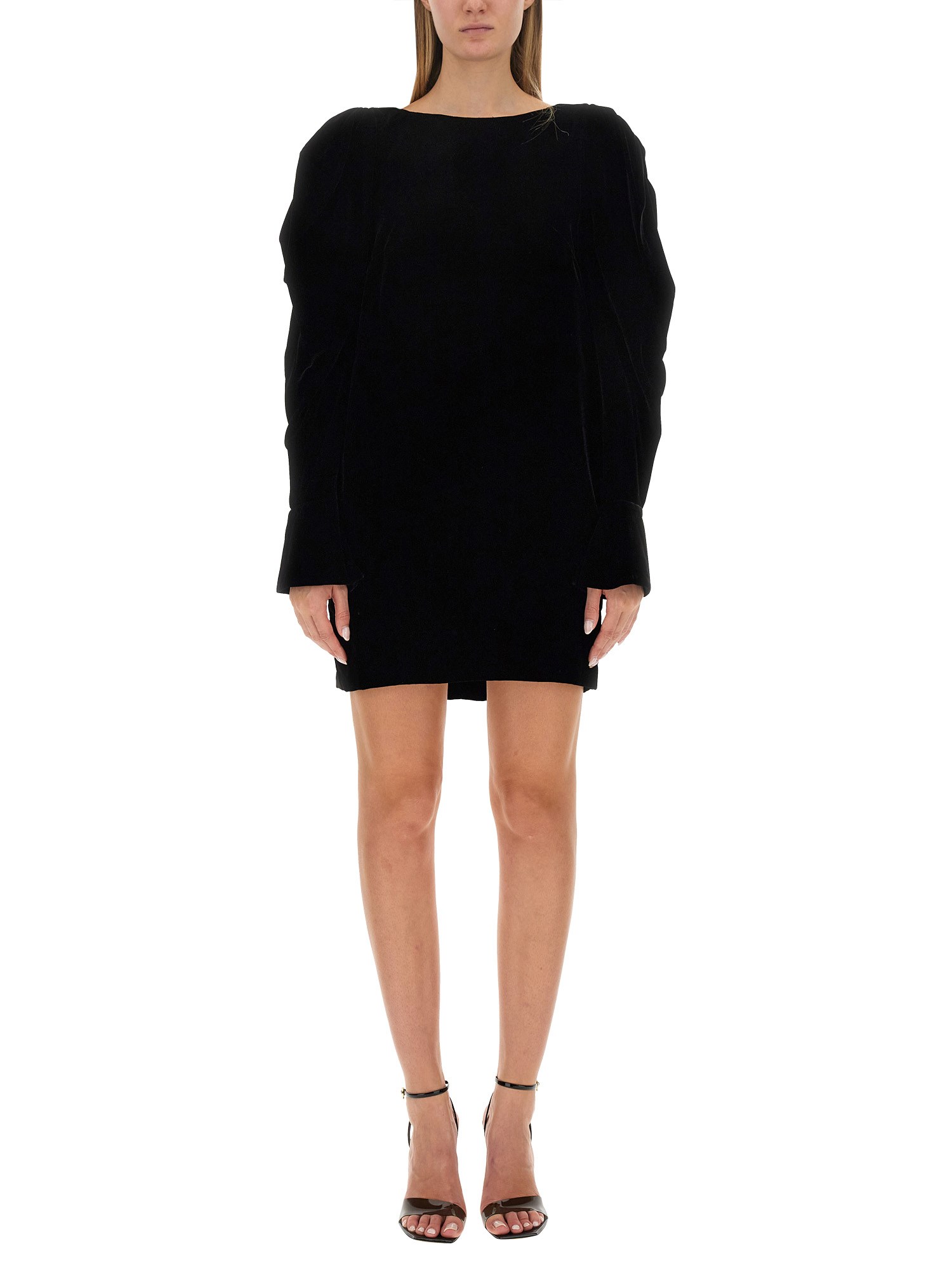 Nina Ricci Velvet Mini Dress In Black