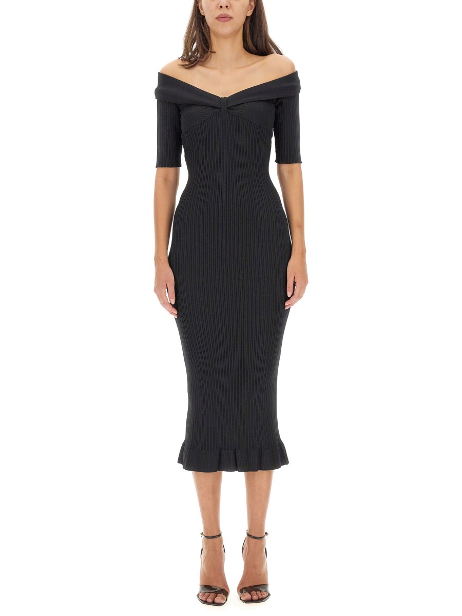 PHILOSOPHY DI LORENZO SERAFINI ABITO OFF-THE-SHOULDER IN MAGLIA STRETCH