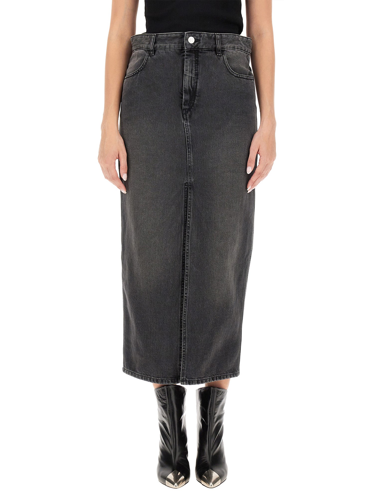 Shop Isabel Marant Denim Skirt In Black