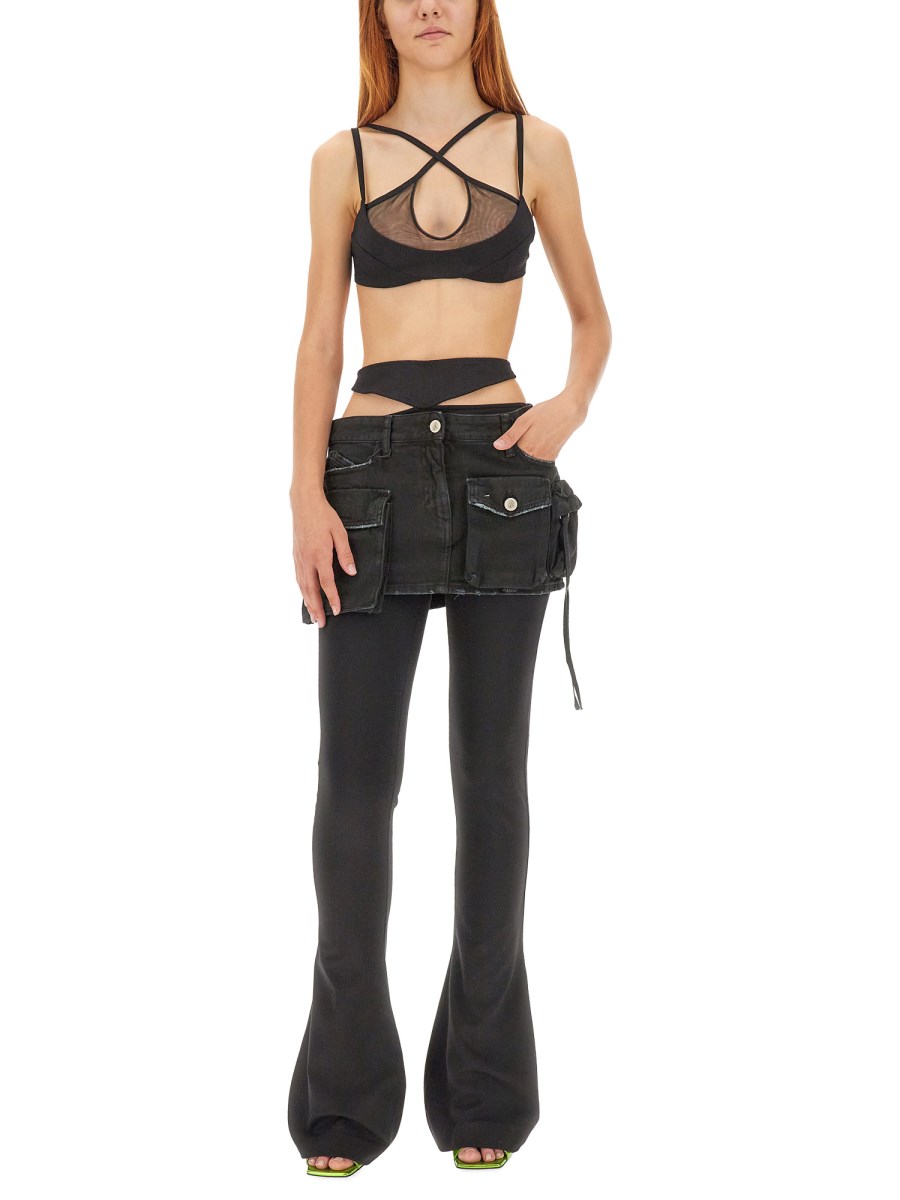 Cutout jersey flared pants in black - The Attico