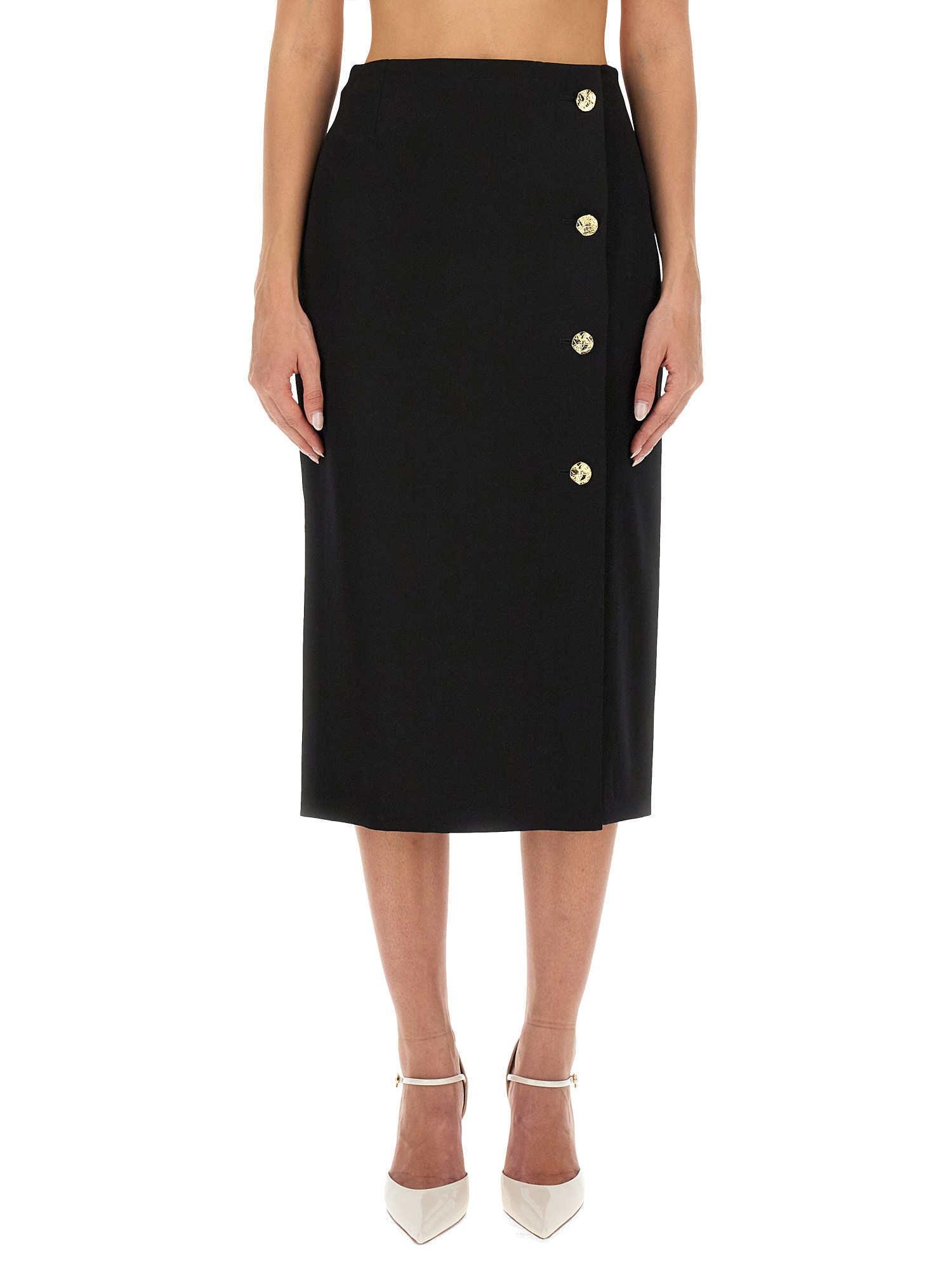 Nina Ricci Wool Midi Pencil Skirt In Black