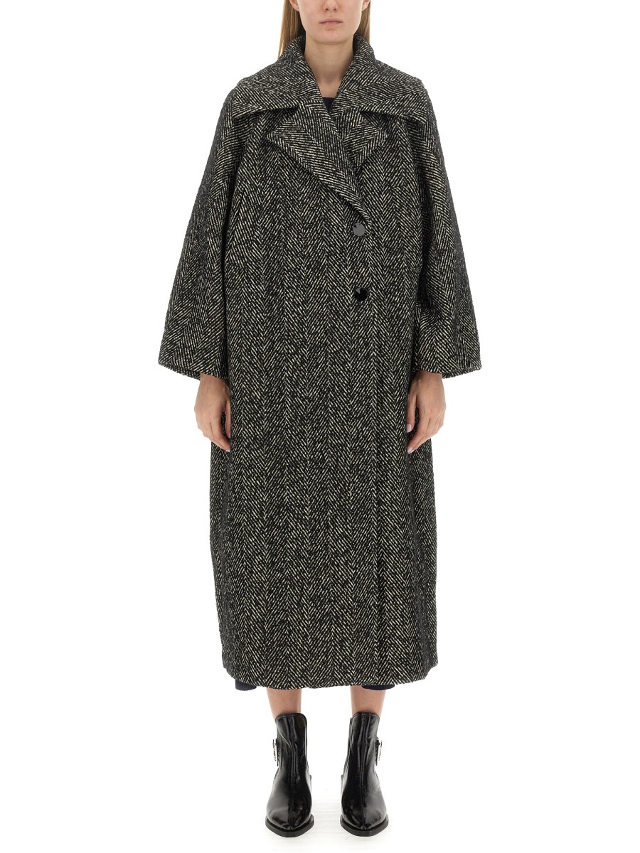 GANNI HERRINGBONE WOOL COAT Eleonora Bonucci