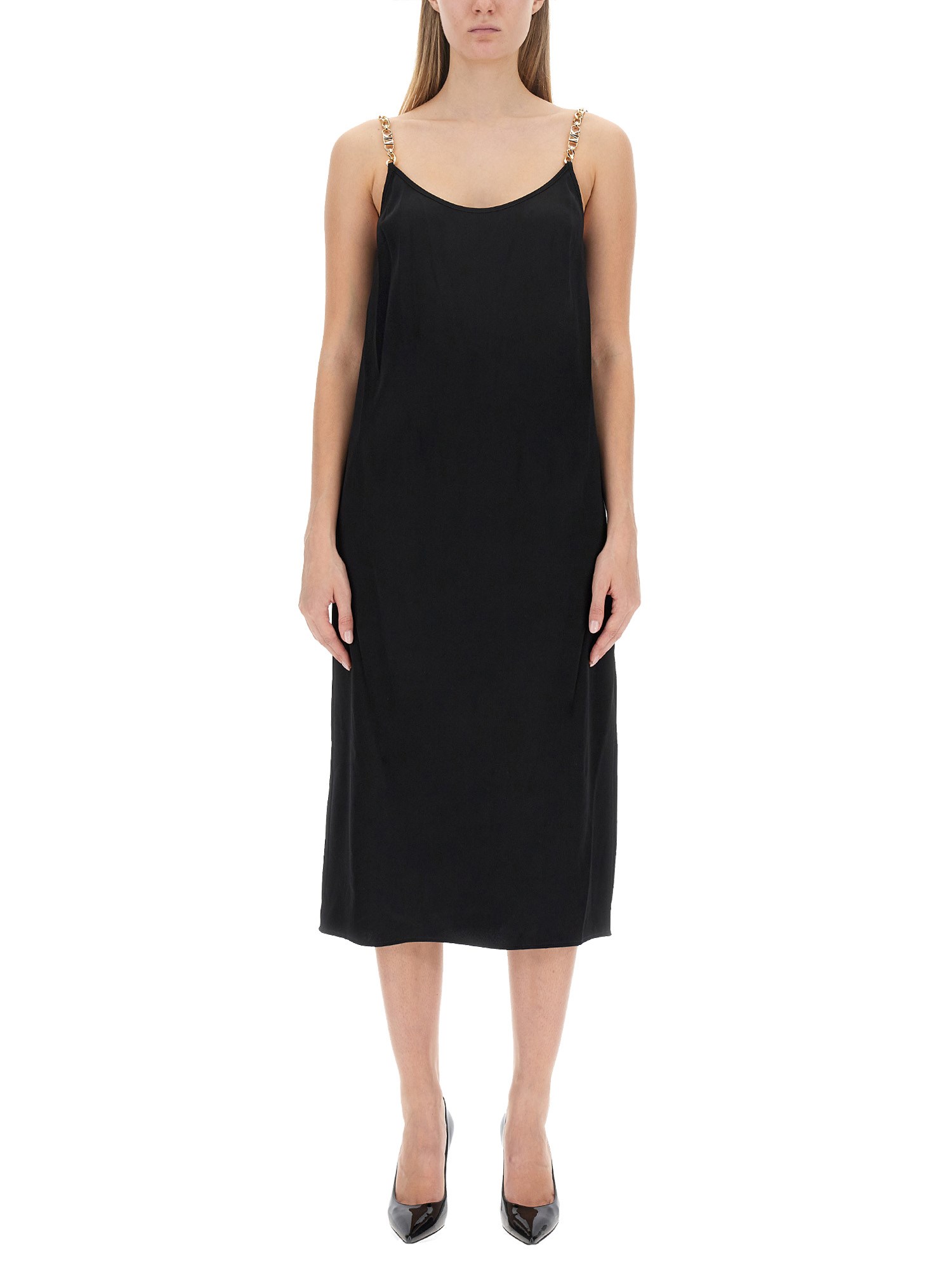 Michael Michael Kors Michael By Michael Kors Dress With Logo Straps In Black