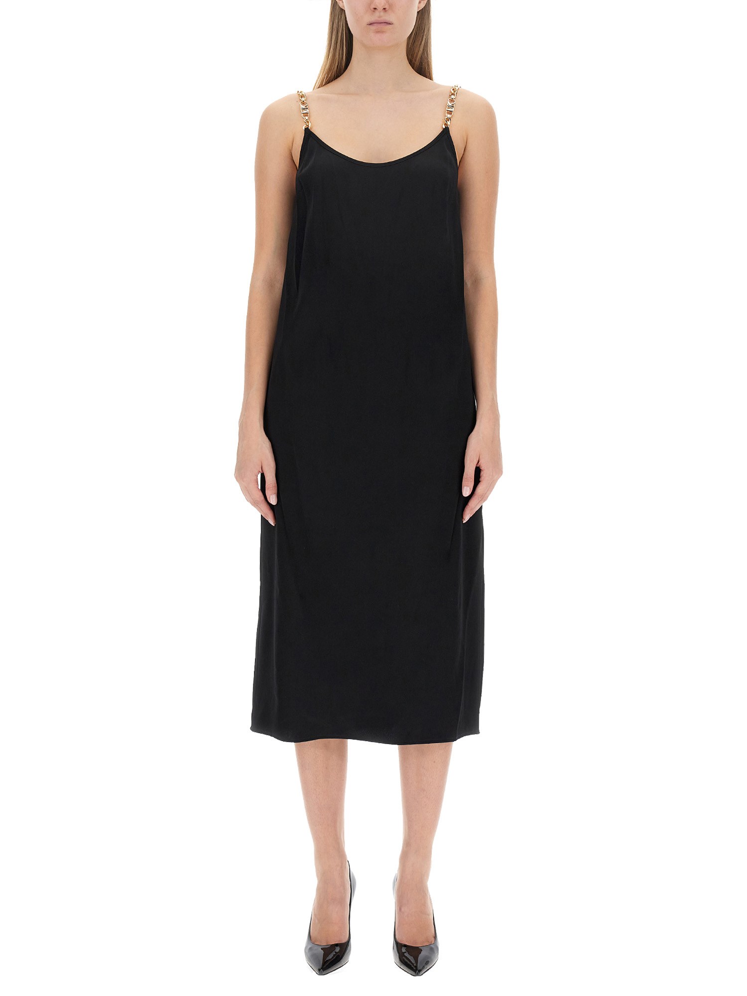 Michael Michael Kors Dress With Logo Straps In Black