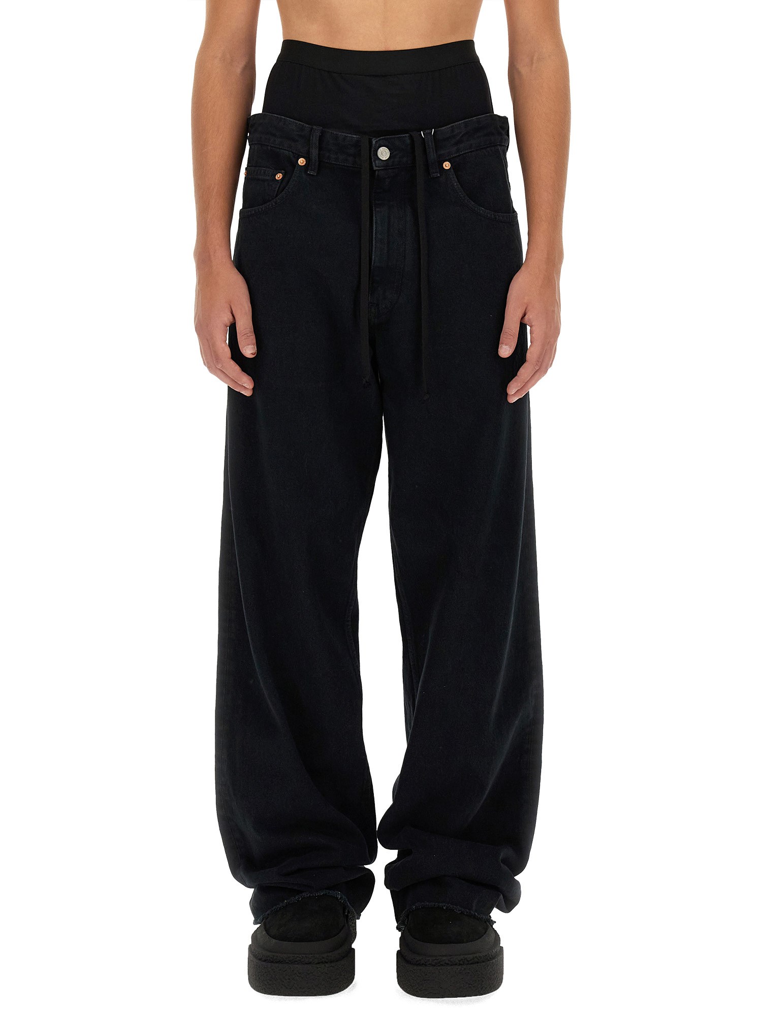 Mm6 Maison Margiela Jeans Layered Effect In Black