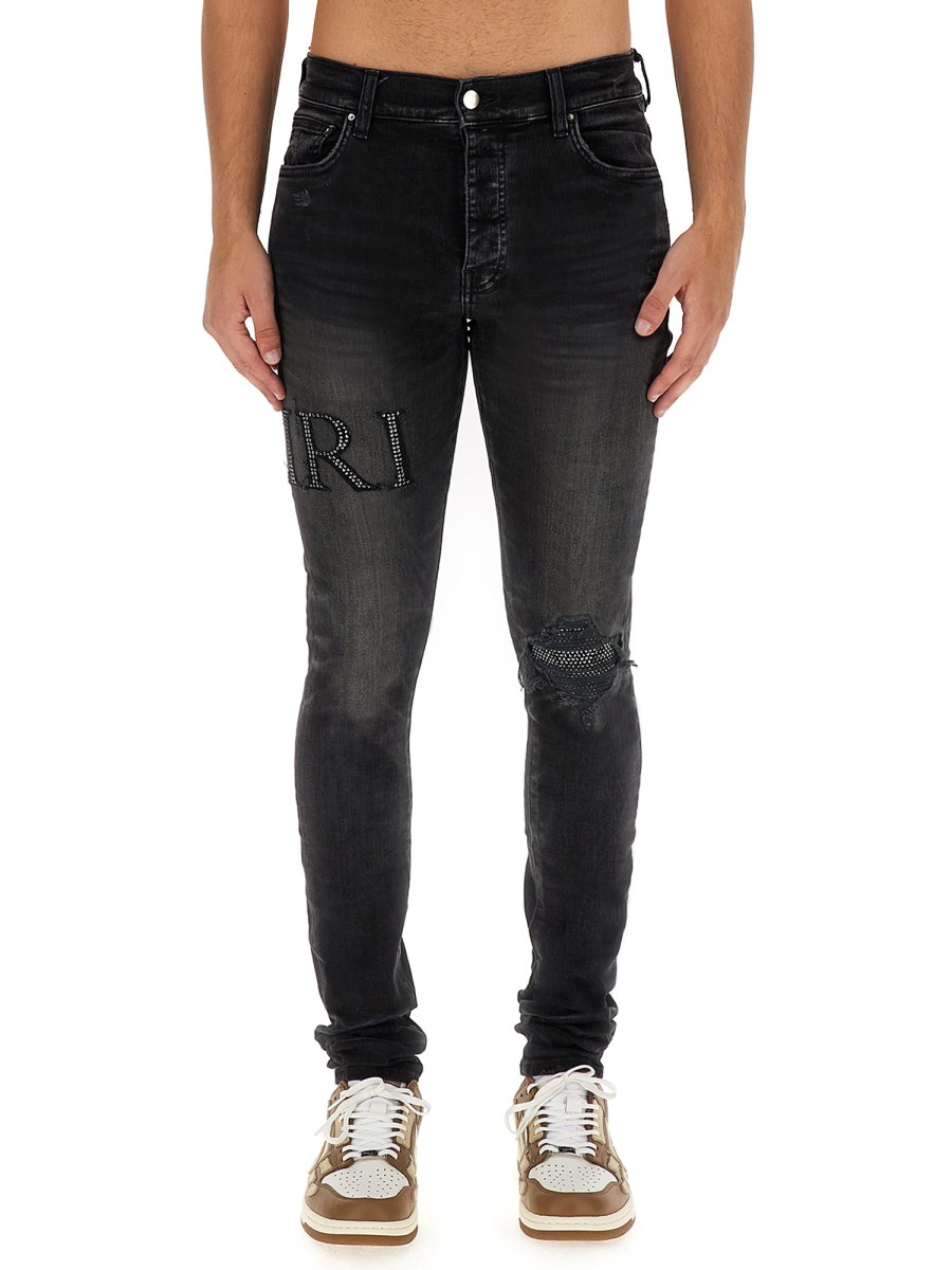 パンツ amiri slim fit jeans28 AMIRI Sz 28 Gray Stacked Skinny Jeans MENS 28x33 STRETCH