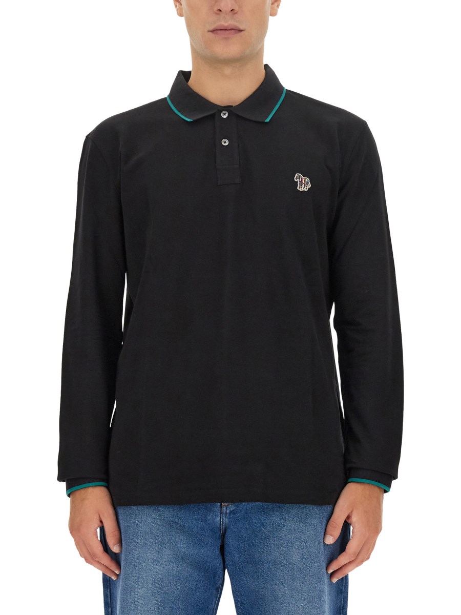 PS BY PAUL SMITH POLO IN PIQUE DI COTONE CON PATCH ZEBRA