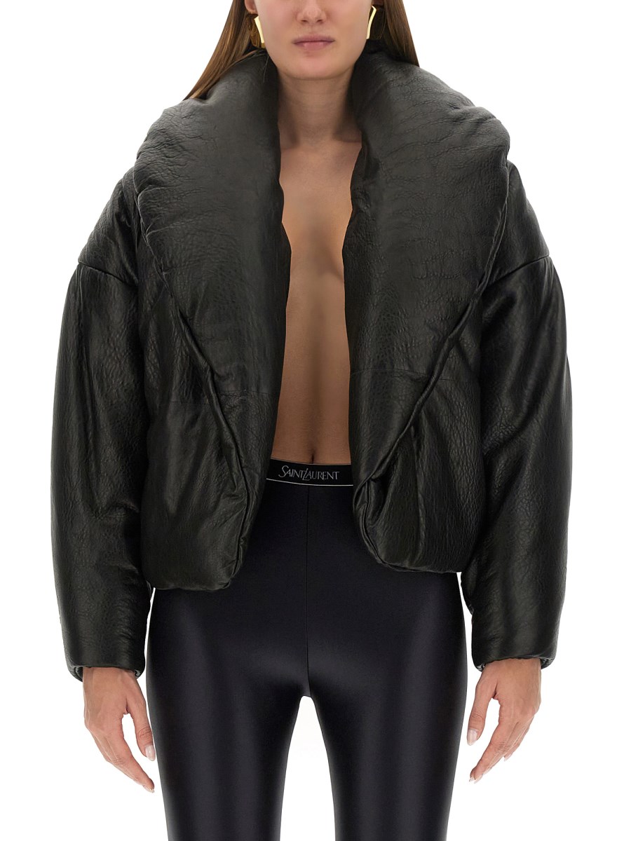 SAINT LAURENT - CASSANDRE LAMBSKIN DOWN JACKET - Eleonora Bonucci