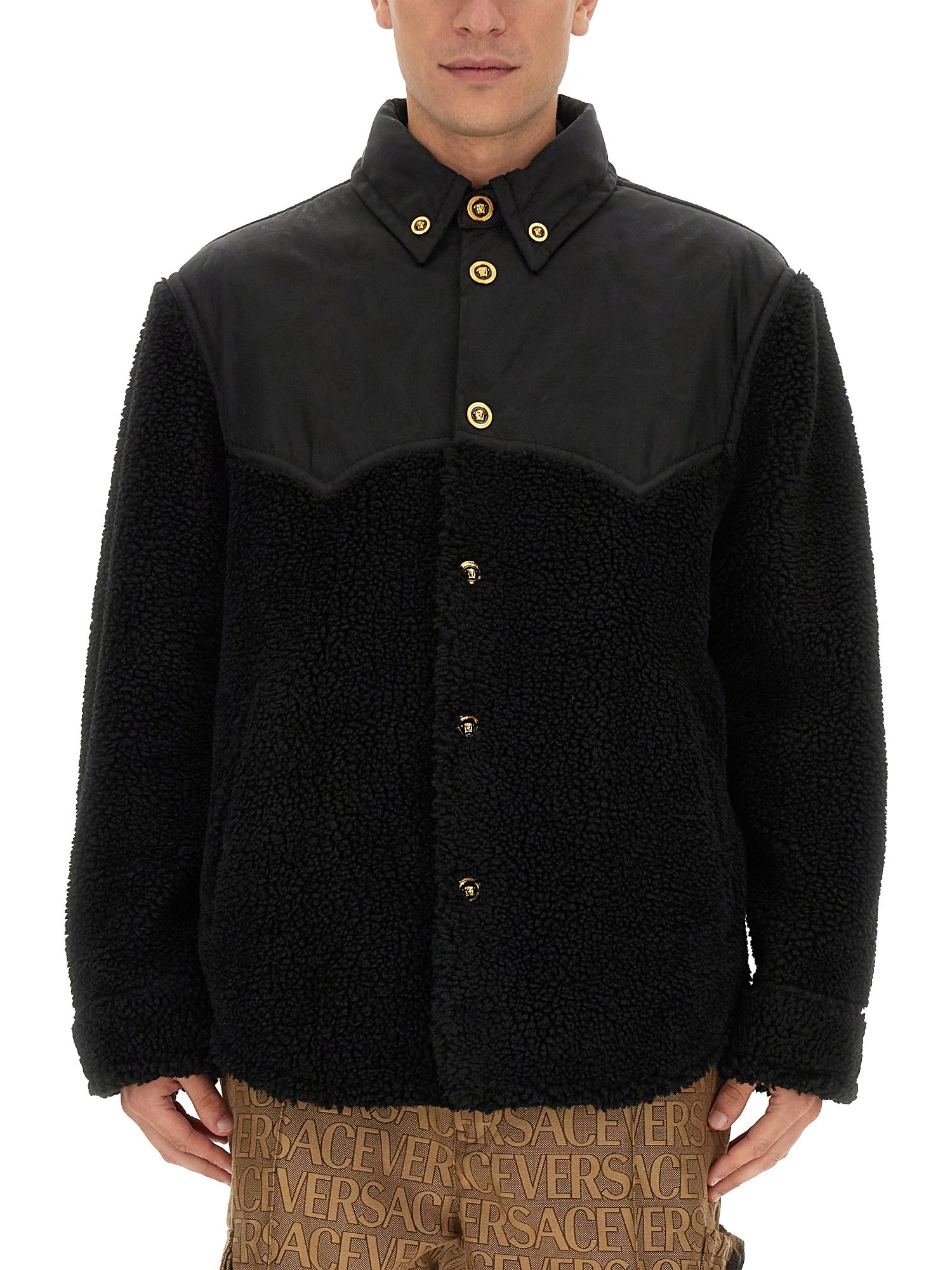 Shop Versace Silhouette Baroque Jacket In Black