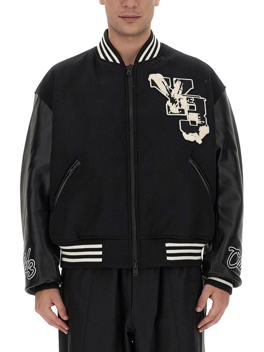 Y - 3 3 - GIACCA BOMBER IN MISTO LANA CON LOGO