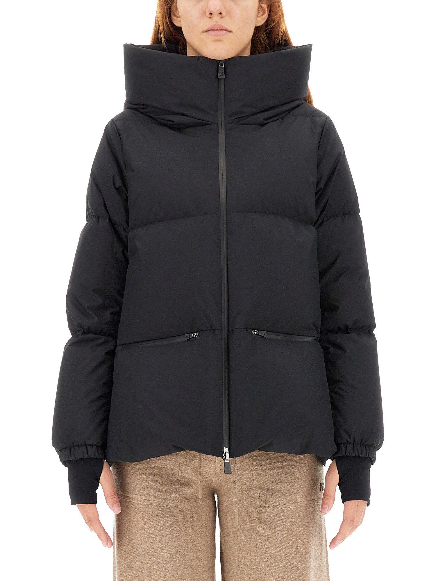Herno Quilted Polyester Microfiber Jacket With Zip In Black