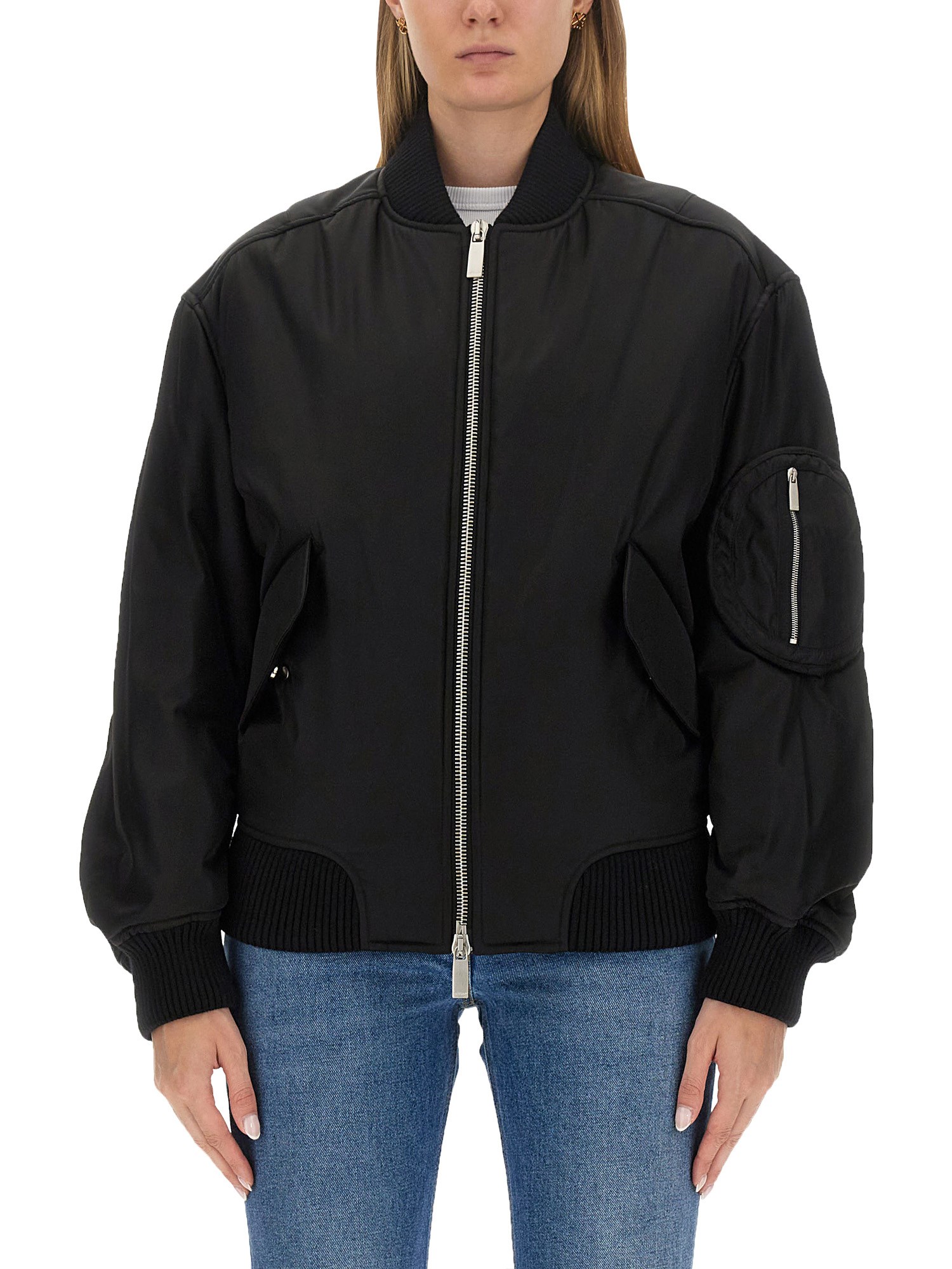 Shop Off-white Nylon Bomber Jacket In Black