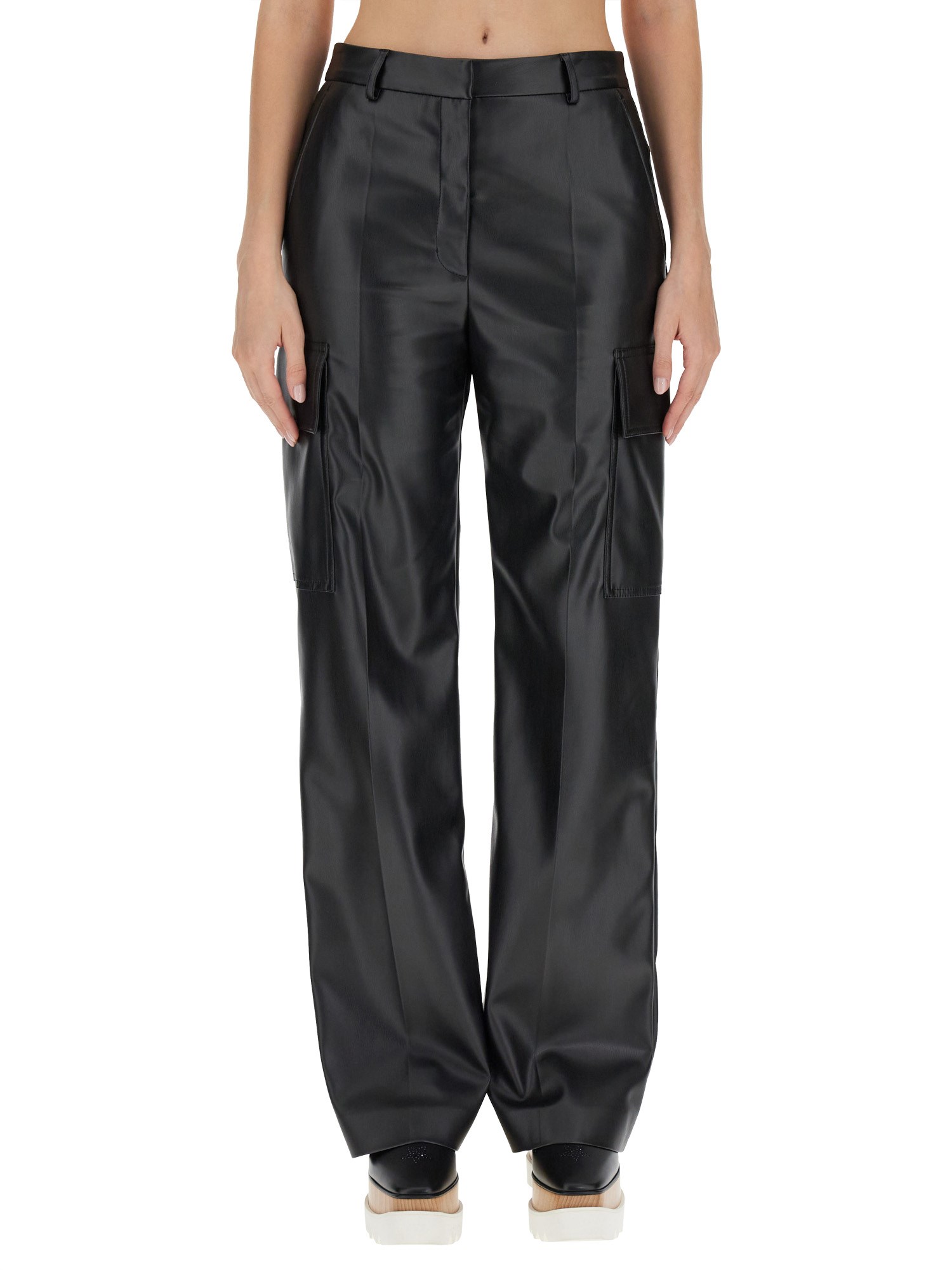 Stella Mccartney Cargo-pocket Straight-leg Trousers In Black