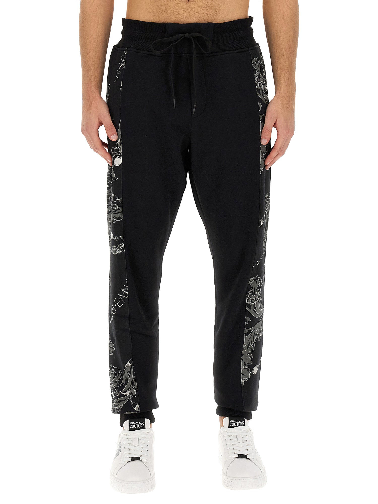 Shop Versace Jeans Couture "chain Couture" Jogging Pants In Black