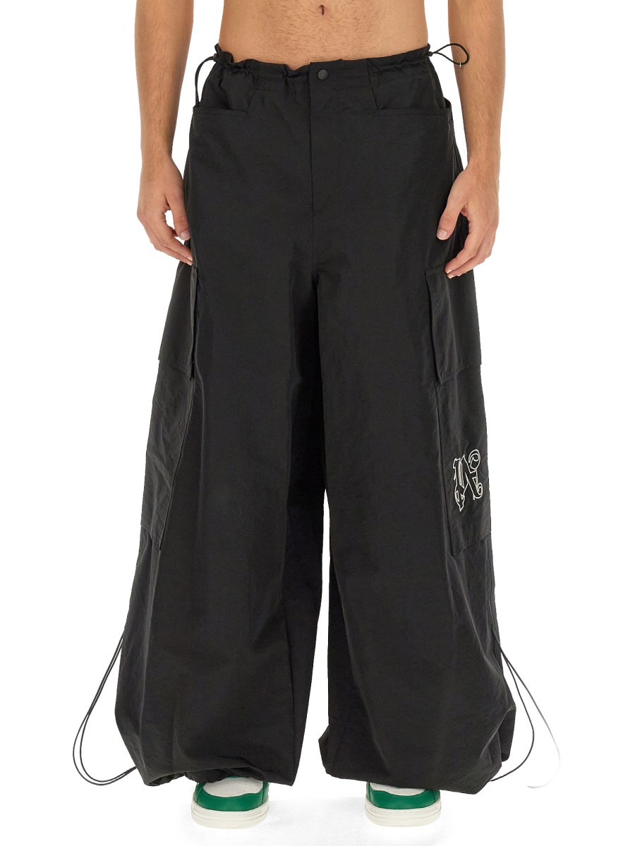 PALM ANGELS PANTALONI PARACHUTE CON MONOGRAM