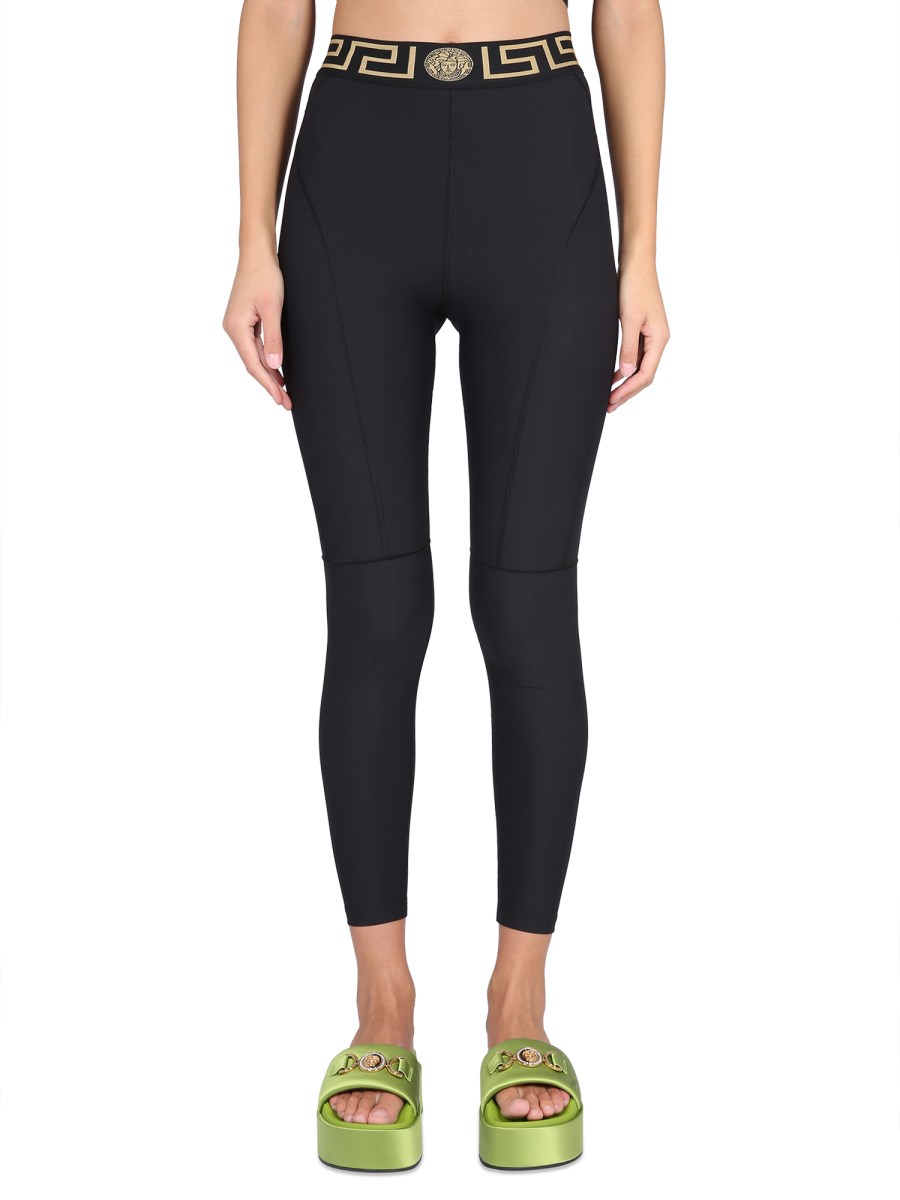 VERSACE - NYLON LEGGINGS WITH BAROQUE LOGO AND MEDUSA - Eleonora Bonucci