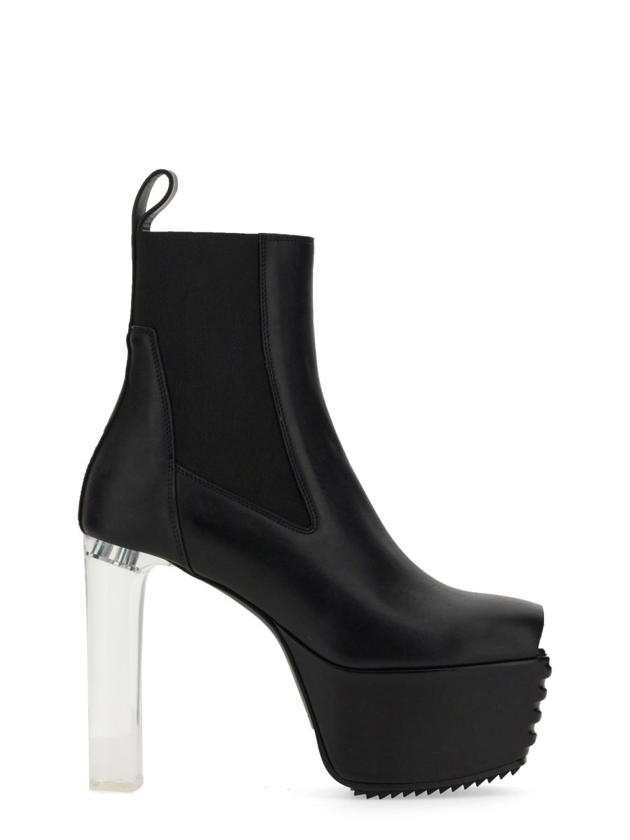 RICK OWENS STIVALE IN PELLE OPEN TOE MINIMAL GRILL BEATLE