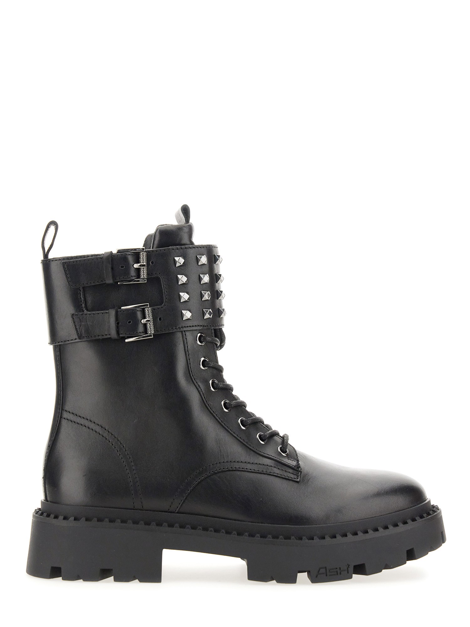 Ash Comboa Mustang Leather Ankle Boots In Black