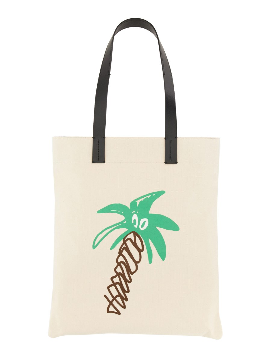 PALM ANGELS BORSA SHOPPING IN TELA DI COTONE CON STAMPA SKETCHY