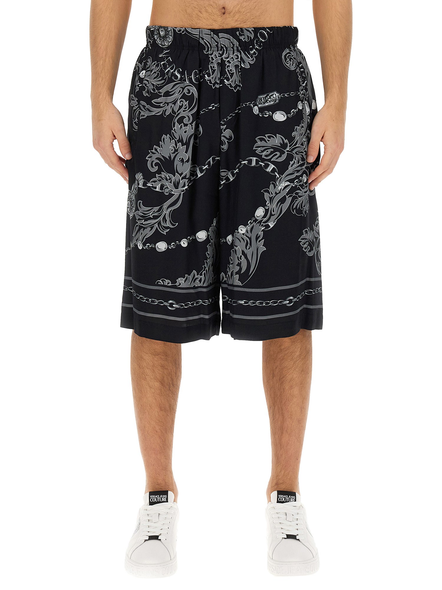 Versace Jeans Couture "chain Couture" Bermuda Shorts In Black