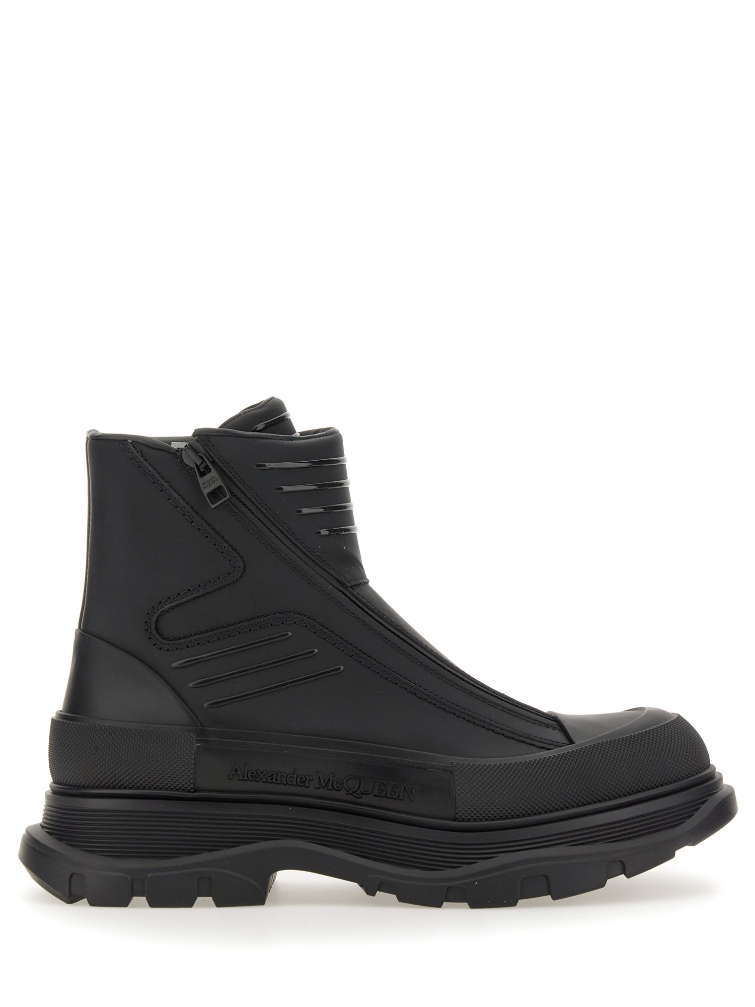 Shop Alexander Mcqueen Tread Slick Motorcycle Boot In Black