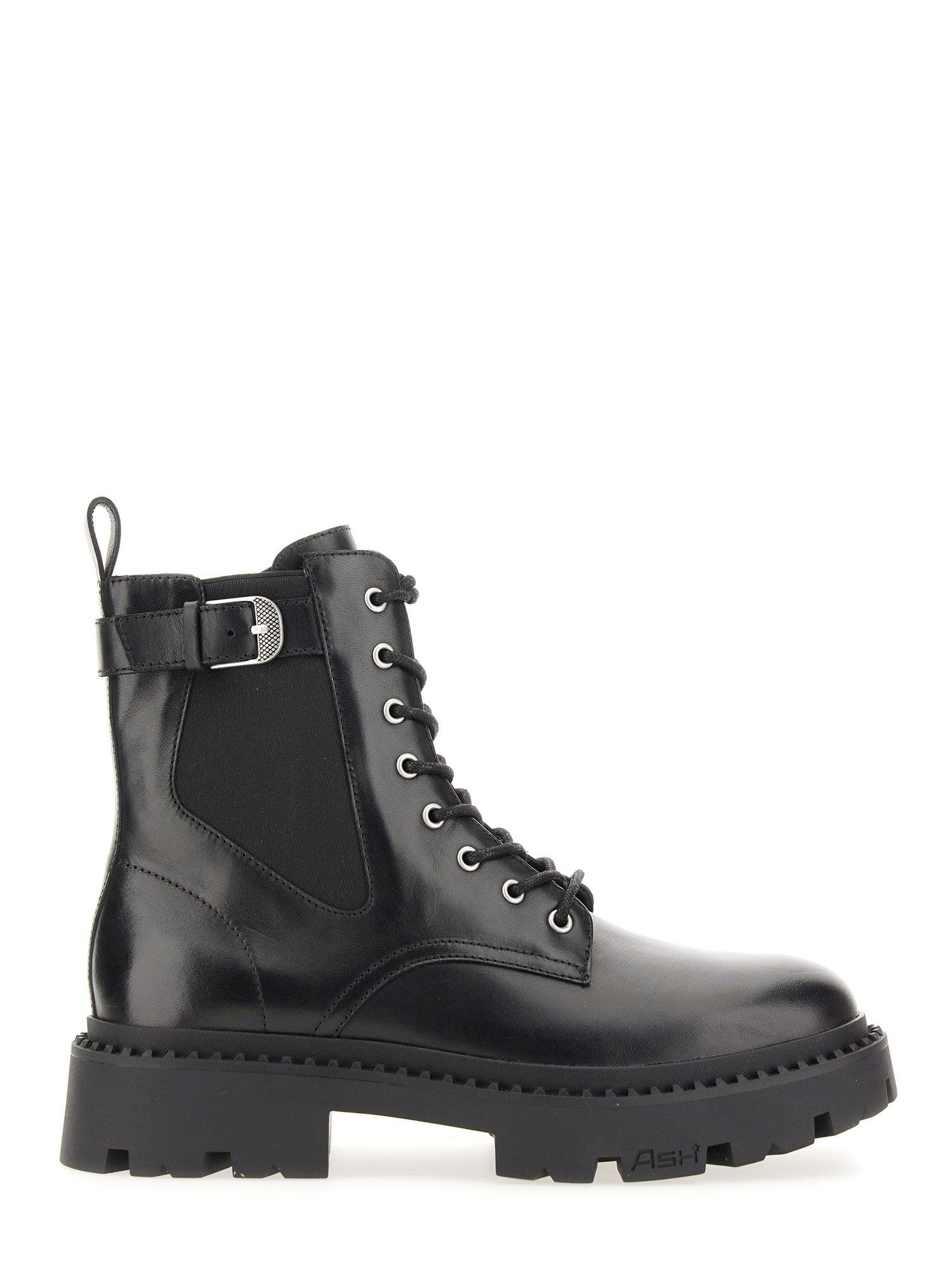 Ash Black Leather Amphibian With Rugged Sole In Black
