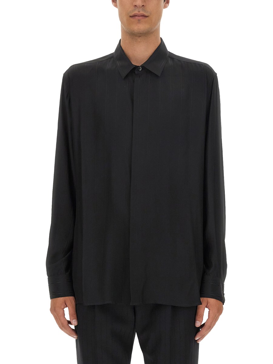 Saint Laurent Yves collar dot-print shirt - Black