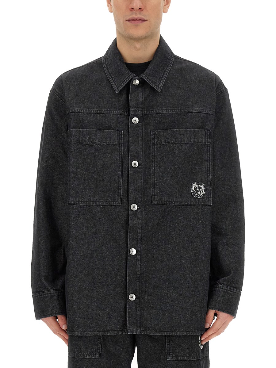 MAISON KITSUNÉ CAMICIA WORKWEAR IN DENIM DI COTONE