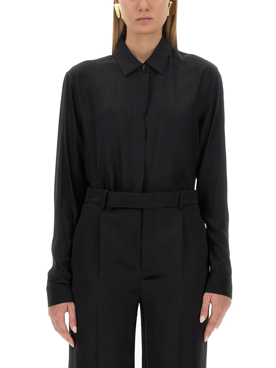 SAINT LAURENT CAMICIA IN SETA A RIGHE CASSANDRE