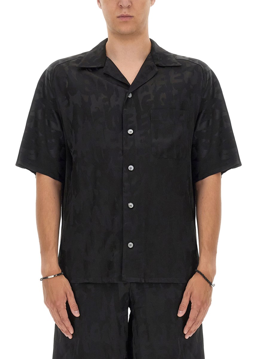 ALEXANDER McQUEEN CAMICIA IN VISCOSA CON LOGO GRAFFITI