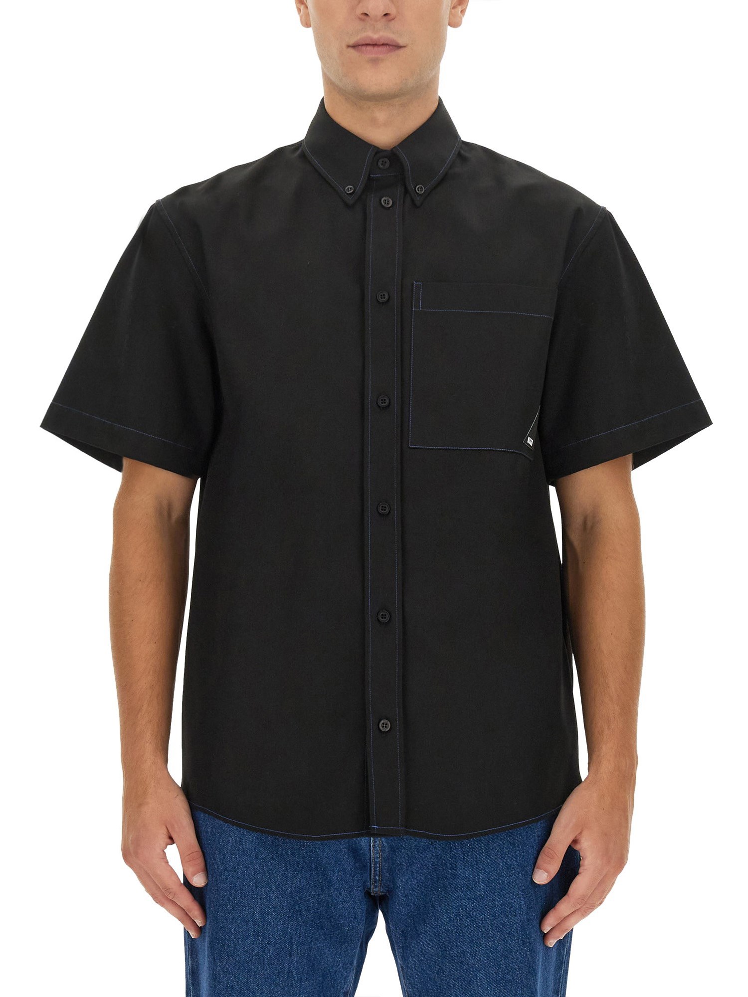 Shop Msgm Cotton Shirt In Black