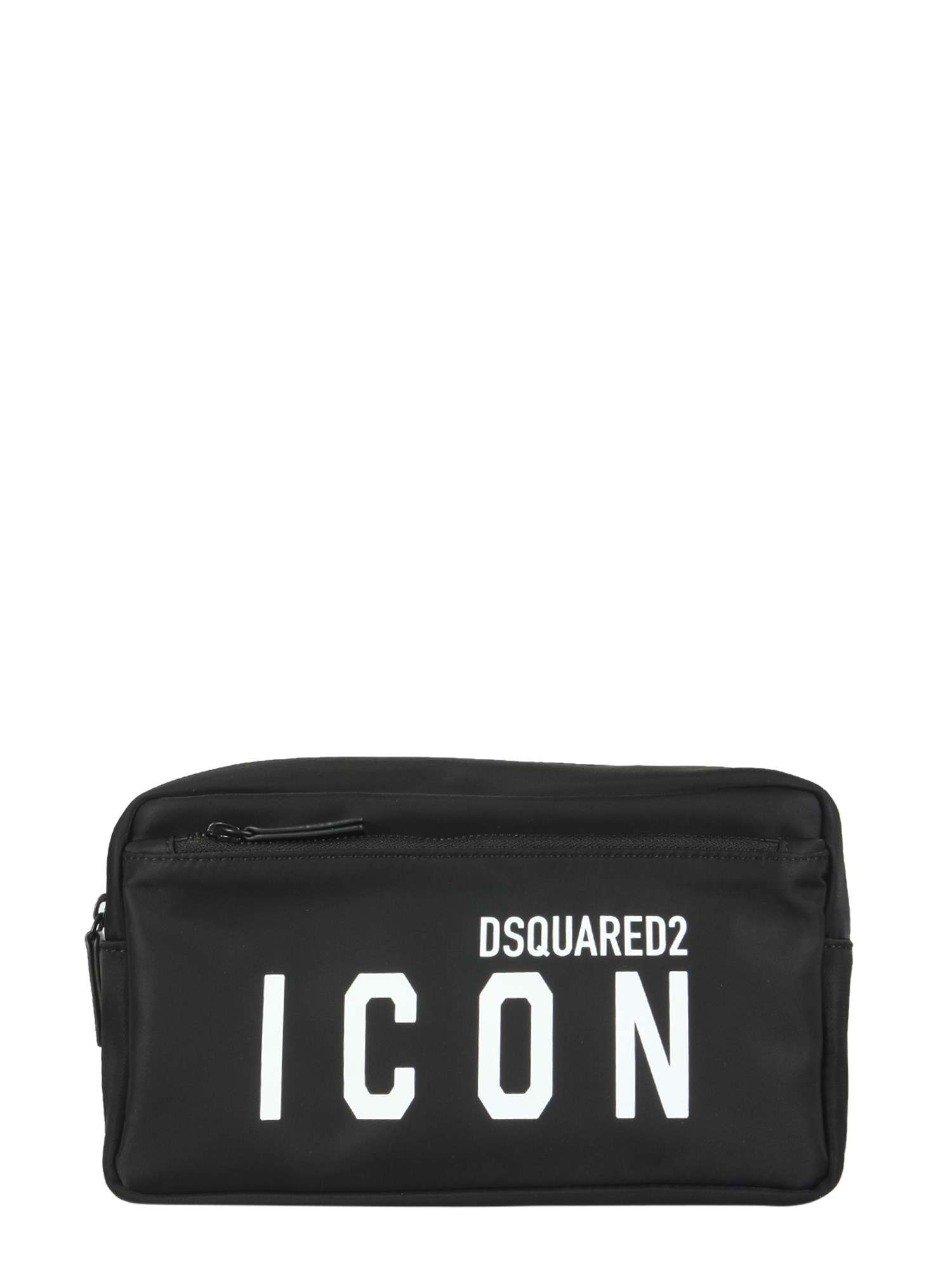Dsquared2 Iconic Rectangular Beauty Case With External Pocket In Black
