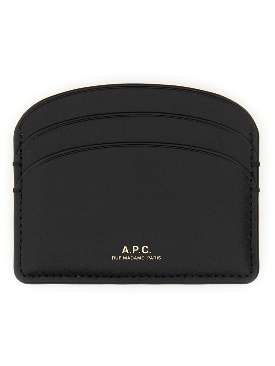 A.P.C. PORTACARTE DEMI LUNE IN PELLE SPAZZOLATA