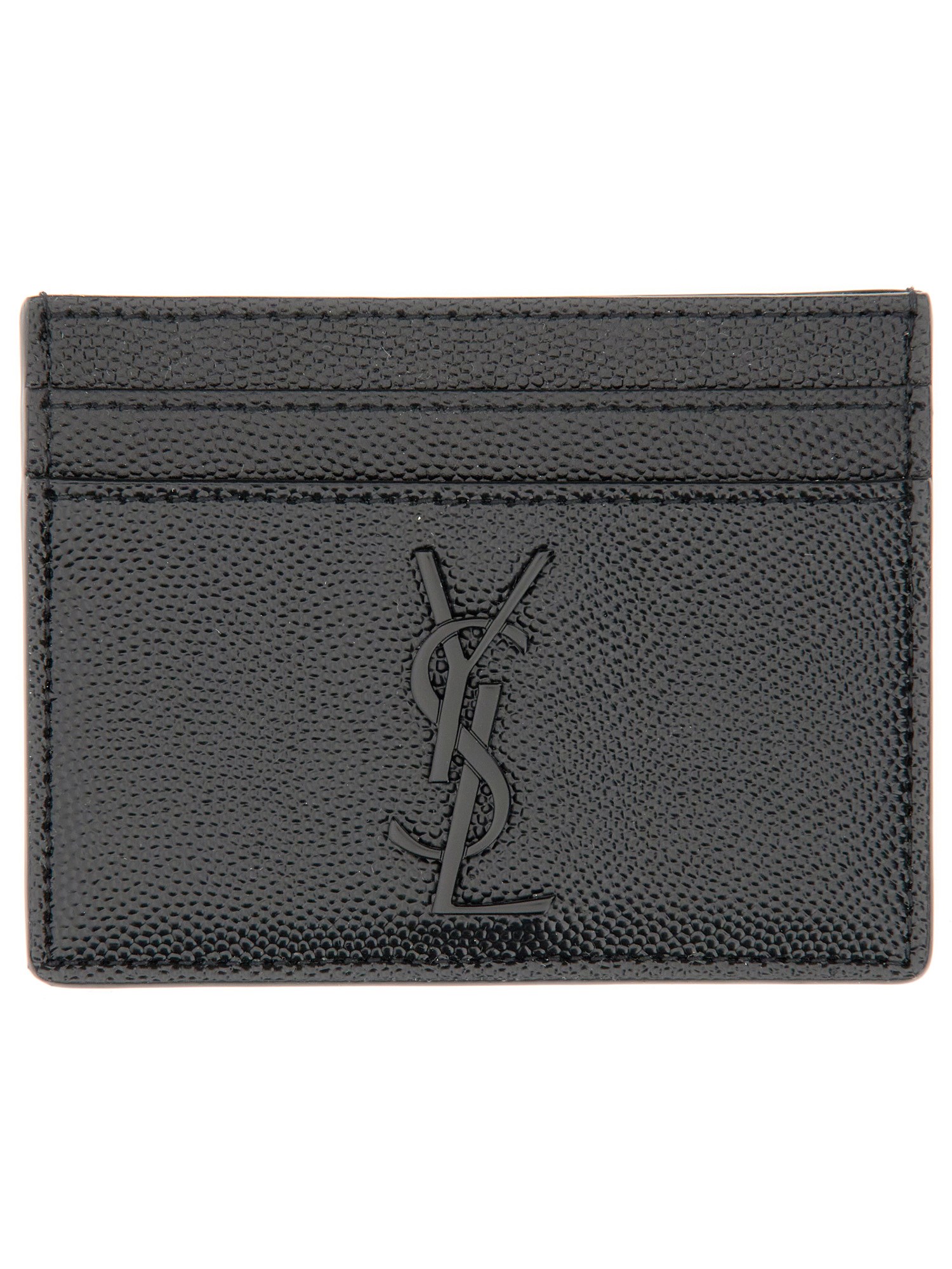 Saint Laurent Card Holder With Logo In Grey