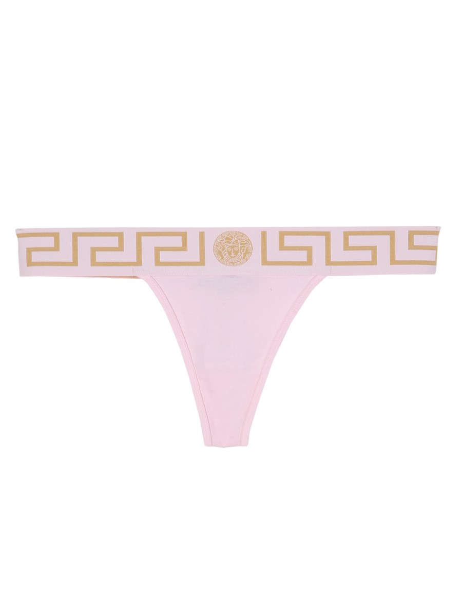 VERSACE - STRETCH COTTON THONG WITH GREEK AND MEDUSA - Eleonora Bonucci