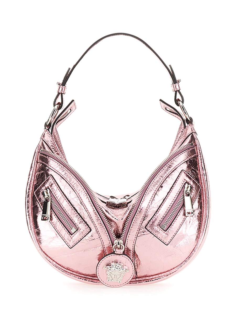 Versace Women's Metallic Repeat Small Hobo Bag in Pink