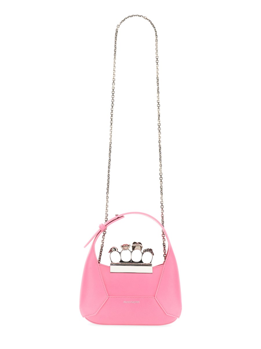 ALEXANDER McQUEEN BORSA HOBO MINI JEWELLED IN PELLE