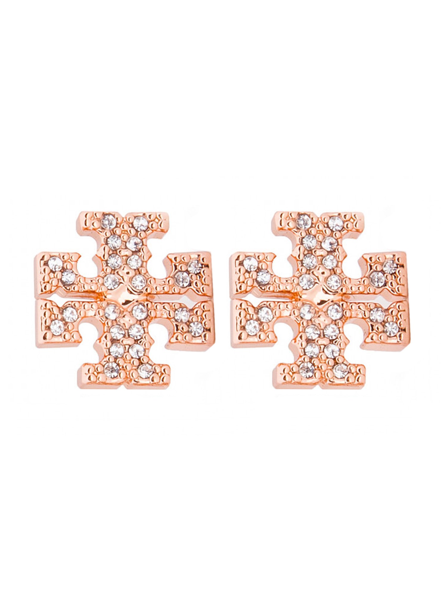Shop Tory Burch Crystal Logo Earrings In Pink