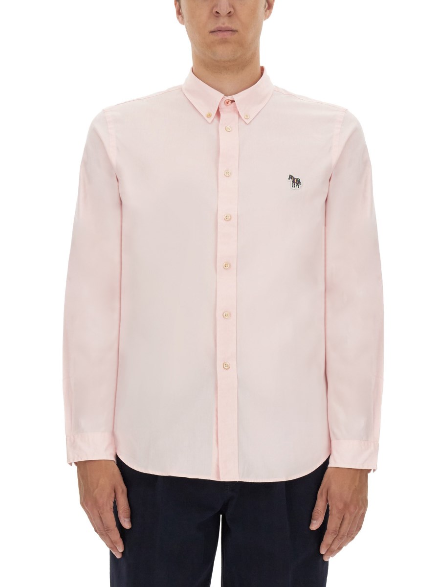 PS BY PAUL SMITH CAMICIA REGULAR FIT IN COTONE CON PATCH ZEBRA