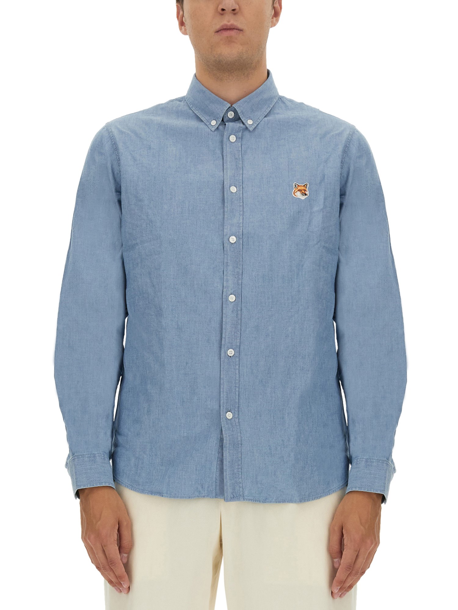 Shop Maison Kitsuné Shirt With Logo In Azure